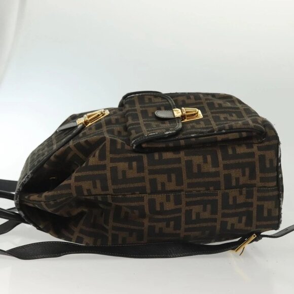 FENDI Zucca Canvas Backpack Black Brown Auth 134435 - Picture 6 of 16